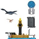Jurassic World Dominion Minis Mosasaurus Mayhem Playset with 2 Mini Dinosaur Figures, Launchers and Break Apart Feature, Toy Gift Set and Collectible​
