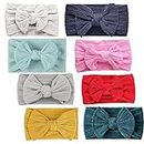 H HOME-MART 8 Colors Soft Wide Turban Baby Headbands Hair Bow Headwraps for Baby Headband (Multicolor)