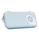 Geekshare Cute Cat Paw Case Compatible with Nintendo Switch - Portable Hardshell Slim Travel Carrying Case fit Switch Console & Game Accessories - A Removable Wrist Strap (Blue)