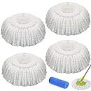 4 Pack Replacement Mop Micro Head Refill Hurricane for 360° Spin Magic Mop-Microfiber Replacement Mop Head-Round Shape Standard Size