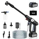 Vagueior Cordless Pressure Washer Gun, 870PS Portable Power Cleaner,with 21V 4.0AH Battery and Charging Kit,, 6-in-1 Nozzle, Suitable for Outdoor Cleaning and Watering. (Black)