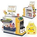 JoyGrow 47PCS Cash Register Playset for Kids Pretend Play Mini Supermarket Cashier Grocery Store with Money, Scanner, Coffee Machine,Credit Card and Play Foods, Gift for Toddler Boys and Girls Ages 3+