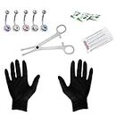 LOOM TREE 15Pcs Mixed Body Jewelry Piercing Kit 14g Needles Stainless Steel Belly Navel Ring for Women Men