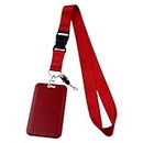 JUDODUCK Red Lanyard With ID Holder Women Men Lanyard for Badges Holder Keychain Vertical ID Card Holder Neck Lanyard for Keys