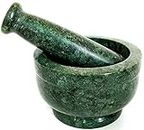 Simran Handicrafts B E Craft, Mortar and Pestle Set, kharad, Masher Spice Mixer/Okhli and musle/Kharal for Kitchen 4 inches, Green Colour