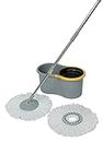 Esquire Plastic Elegant Ii Grey 360° Spin Bucket Mop Set With 4 Easy Wheels And An Additional Refill