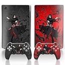 Verilux® Skin Cover Sticker for PS5 Disc Edition Game Console and Controller Uchiha Itachi Cartoon Skin Cover Vinyl Sticker Anti-Scratch Sticker for PS5 Disc Edition Anime Game Console and Controller