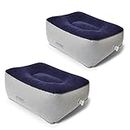 STYDDI Inflatable Foot Rest Pillow, 2 Pack Portable Inflatable Leg Rest Pillow, Travel Footrest Pillow for Airplane, Train, Car, Home, Office (Grey and Blue), Pack of 2