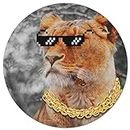 SunnyM Round Area Rugs 3 ft Fashion Glassed Lion Carpets Indoors/Living Room/Bedroom/Children Playroom/Kitchen Mats Non Slip Rubber Backing Yoga Carpets,Cool Animal