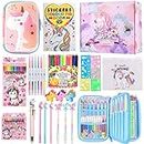 Fruit Scented Markers Set, Unicorn Gifts for Girls, 60 Pcs Art Coloring Kits with Gift Box Including Unicorn Pencil Case, Gel Pen, Pencil & Crayon Drawing Stuff, Birthday Gifts for 4-9 Years Girls