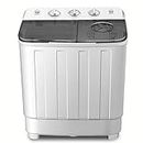 Portable Twin Tub Washing Machine 8.5 KG Total Capacity Washer And Spin Dryer Combo Compact For Camping Dorms Apartments College Rooms 6.5KG Washer 2 KG Drying Black&White