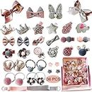 Baby Girl's Hair Clips Cute Hair Bows Baby Elastic Hair Ties Hair Accessories Ponytail Holder Hairpins Set For Baby Girls Teens Toddlers, Assorted styles, 36 pieces Pack (pink)