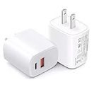 [2-Pack] 20W USB C Fast Charger(ETL Listed), Dual Port PD Power Delivery + 3.0 Wall Charger,Type-C Quick Charge Phone Adapter for IP Hone 12 Pro Max Mini 11 Pro Max Xs Max X 8 Plus IP ad