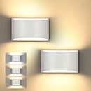 TRLIFE Dimmable Wall Sconces, 3 Color Temperature Modern Wall Sconce LED 12W Aluminum Wall Mounted Light Set of 2 Hardwired Dimmable Wall Lights for Bedroom Bedside Living Room Stairway (White)