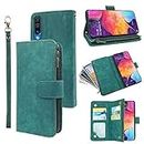 Compatible with Samsung Galaxy A50 A50S A30S Wallet Case and Premium Vintage Leather Flip Credit Card Holder Stand Cell Folio Purse Phone Cover for Galaxy A 50 50S 30S S50 50A SM A505G Women Men Green