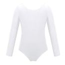 inhzoy Kids Baby Girls Long Sleeves Ballet Dance Gymnastic Workout Tank Leotard Sports Bodysuit Jumpsuit White 7-8