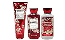 Japanese Cherry Blossom Gift Set - 3 Piece Bath and Body Works Gift Set - Japanese Cherry Blossom Lotion + Ultra Shea Triple Moisture Cream + Shower Gel
