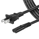 6FT 2 Prong Power Cord Cable Compatible TCL Roku Smart LED LCD HD TV [UL Listed]