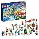 LEGO City Calendario dell'Avvento 2023 con 24 Regali, Incluse le Figure di Babbo Natale e della Renna, e Tappeto da Gioco Invernale, Regalo Natalizio per Bambini, Bambine, Ragazzi e Ragazze 60381