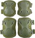 TrekEaze Tactical Knee and Elbow Pads - Professional Protective Pad Army Combat Outdoor Sports Safety Gear with Adjustable Straps (Green-4667)