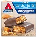 Atkins Caramel Chocolate Peanut Nougat Snack Bar, Protein Snack, High in Fiber, 2g Sugar, Keto Friendly, 5 Count