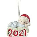 Precious Moments 211006 Baby’s 1st Christmas 2021 Dated Boy Bisque Porcelain Ornament, White