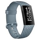 Vancle Bracelet de rechange pour Fitbit Charge 4 - Pour homme et femme - En silicone - Pour Fitbit Charge 3 / Fitbit Charge 4 SE / Fitbit Charge 3 SE - Bleu gris