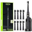 Oraimo Electric Toothbrush for Adults Rechargeable Power Toothbrush with 8 Dupont Brush Heads,Sonic Toothbrush,5 Optional Modes,3 Hr Fast Charge for 60 Days,Black