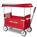 Radio Flyer 3-in-1 EZ Fold Wagon with Canopy Ride On, Red