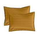 AVI Cotton 300 TC Stripe Pillow Cover, California King (Golden, 2 Pieces,20x30 Inches)