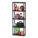 IRIS USA 5-Tier Shelving Unit, 64" Fixed Height, Medium Storage Organizer Shelf for Home, Garage, Basement, Shed and Laundry Room, 24"L x 12"W x 64"H, Made with Recycled Materials, Black