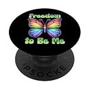 Freedom to Be Me LGBTQ Rainbow Pride Butterfly PopSockets PopGrip Intercambiable