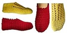WovenStock Women Handmade Woolen Ankle Length Socks (Red - Yellow) Free Size