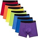 INNERSY Men's Cotton Boxer Briefs Stretchy Underwear Multipack for a Week(Bright Rainbow,Large)