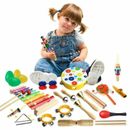 24 piezas Kit de instrumentos musicales de madera para niños Juego de juguetes Niños pequeños Muñeca de percusión