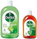 Dettol Liquid Disinfectant for Floor Cleaner (Lime Fresh, 1L) & Dettol Antiseptic Liquid for First Aid, Surface Disinfection and Personal Hygiene, 550ml, Brown, (ASL550ML)