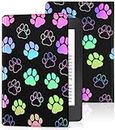 Uppuppy for Kindle Paperwhite 11th Generation Case 6.8 Inch 2021 / Paperwhite Signature Edition Cute Women Girls Teens Kids Unique Dog Paw Folio Fabric Paper White Cover with Auto Sleep/Wake E-Reader