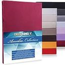 DecoKing Jersey Fitted Sheet 80x200-90x200 Microfibre Maroon Amelia