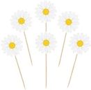 Confetti Daisy Cupcake Toppers - Daisy Flower Cake Picks Party Decorations for Spring Birthday, Baby Shower, Wedding Supplies Set of 24
