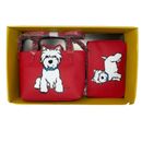 MARC TETRO Red Westie Dog Box Set Bag & Wristlet Cosmetic Bag