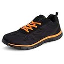 Get Fit Mens Lightweight Gym Fitness Athletic Comfort Cushioned Trainers - Black/Orange - 9