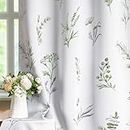 ASPMIZ Floral Curtains Watercolor, Flower Leaves Window Curtains for Living Room, 80% Blackout Curtain for Bedroom, Summer Sage Green Drapes Grommet Window for Nursery (52 x 84 Inch, 2 Panels)