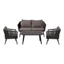 Flash Furniture Kierra Black 4-Piece Patio Set with Chairs, Couch, and Coffee Table