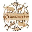 San Diego Zoo Wooden Ornament, San Diego Skyline with Elephant & Giraffe, Laser-Cut Wood, Holiday Souvenir & Keepsake