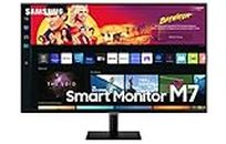Samsung Smart Monitor M7 (S32BM702), Flat 32', 3840x2160 (UHD 4K), Piattaforma Smart TV, Airplay, Mirroring, Office 365, Wireless Dex, Casse Integrate, WiFi, HDMI, USB Type-C