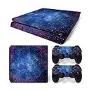 ROIPIN for Playstation 4 Slim Skin, Including Controller Console Skin, Shell Skin for PS4 Slim Console Version Cover Shell（Purple Galaxy）