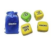 Qidiwin Exercise Foam Dices with Storage Bag-Workout Dice Six-Sided Fitness Dice, Perfect Exercise & Fitness Accessories for Home Workout Group Fitness & Exercise Classes