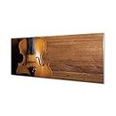 Tulup Glas Bild - 125x50cm Wandbild Musikinstrumente Dekoration Wohnzimmer Schlafzimmer - Violine auf Holz