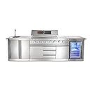 GYBER Newark Deluxe Propane Gas Grill Outdoor Kitchen Packages Stainless Steel Appliances with Refrigerator and Workstation, Cabinets, Drawer, Sink, Cover Outdoor Cooking Combo Backyard Gourmet Deal