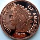 kwg77 1 oz rare 1 CENT copper art coin 1877 , .999 pure copper bullion , 39 mm round w/ INDIAN CHIEF on REVERSE supplied bcw in vinyl coin flip , bright mint condition